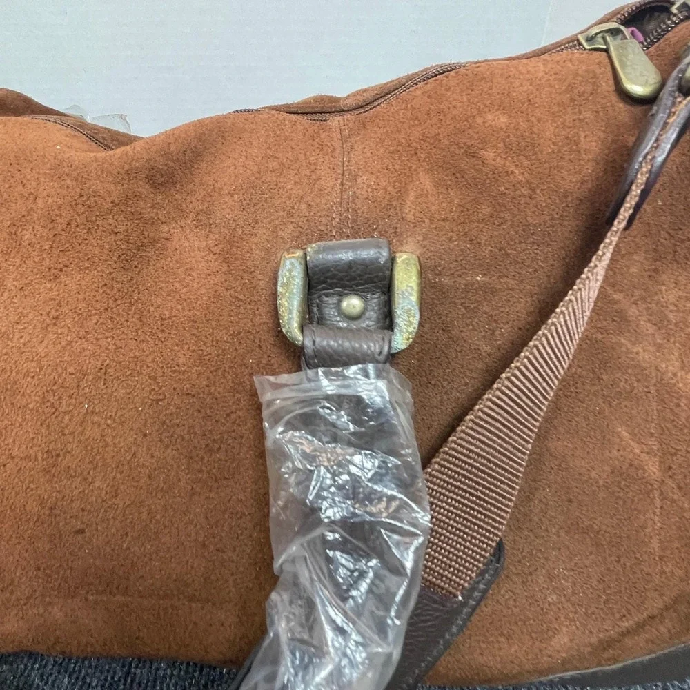 Marlboro Leather Duffel Bag Large Brown Suede Vtg Western Travel Bag 2003 RARE